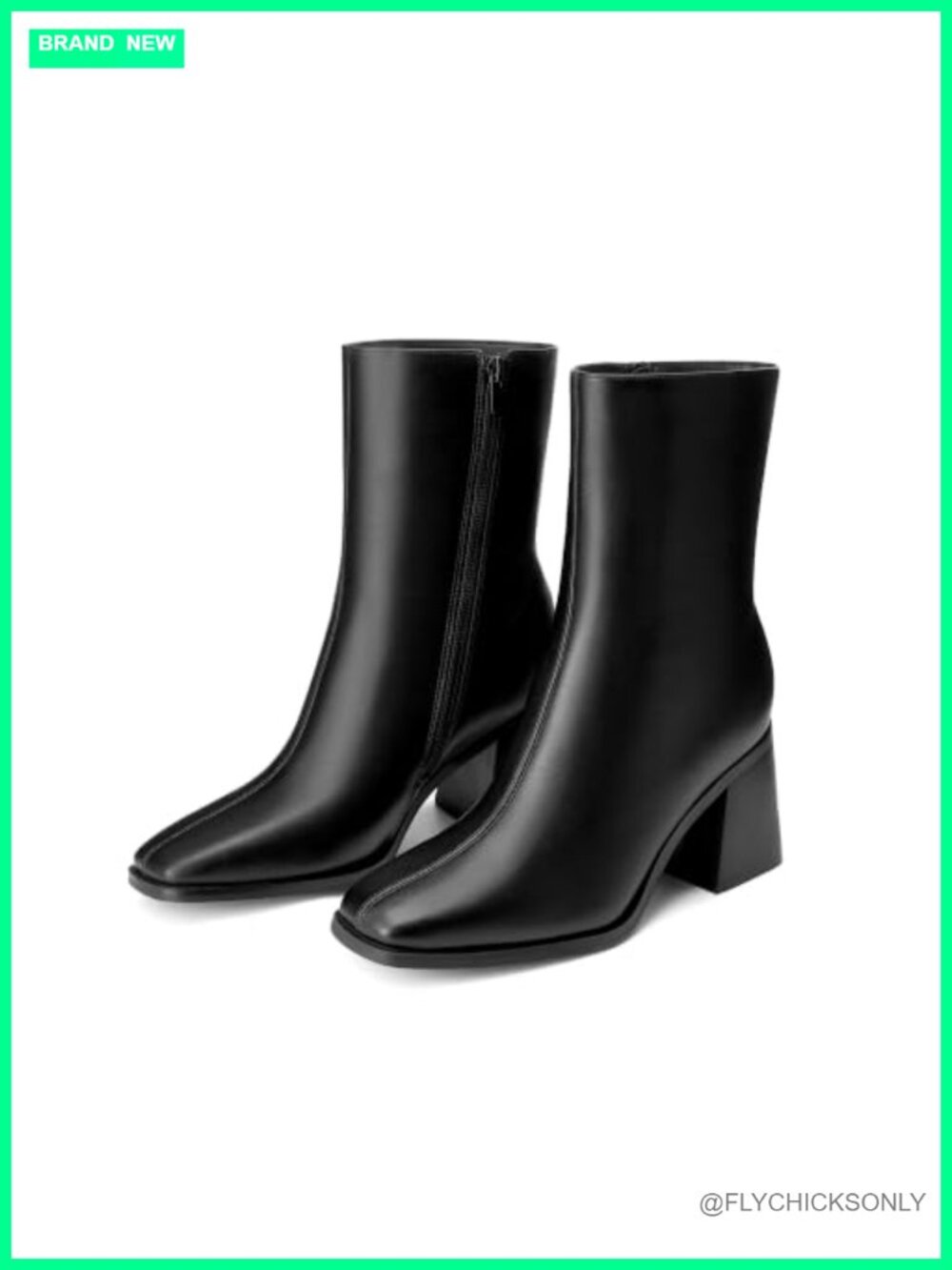 Women's Square Toe Ankle Boots Chunky Heel Faux Leather